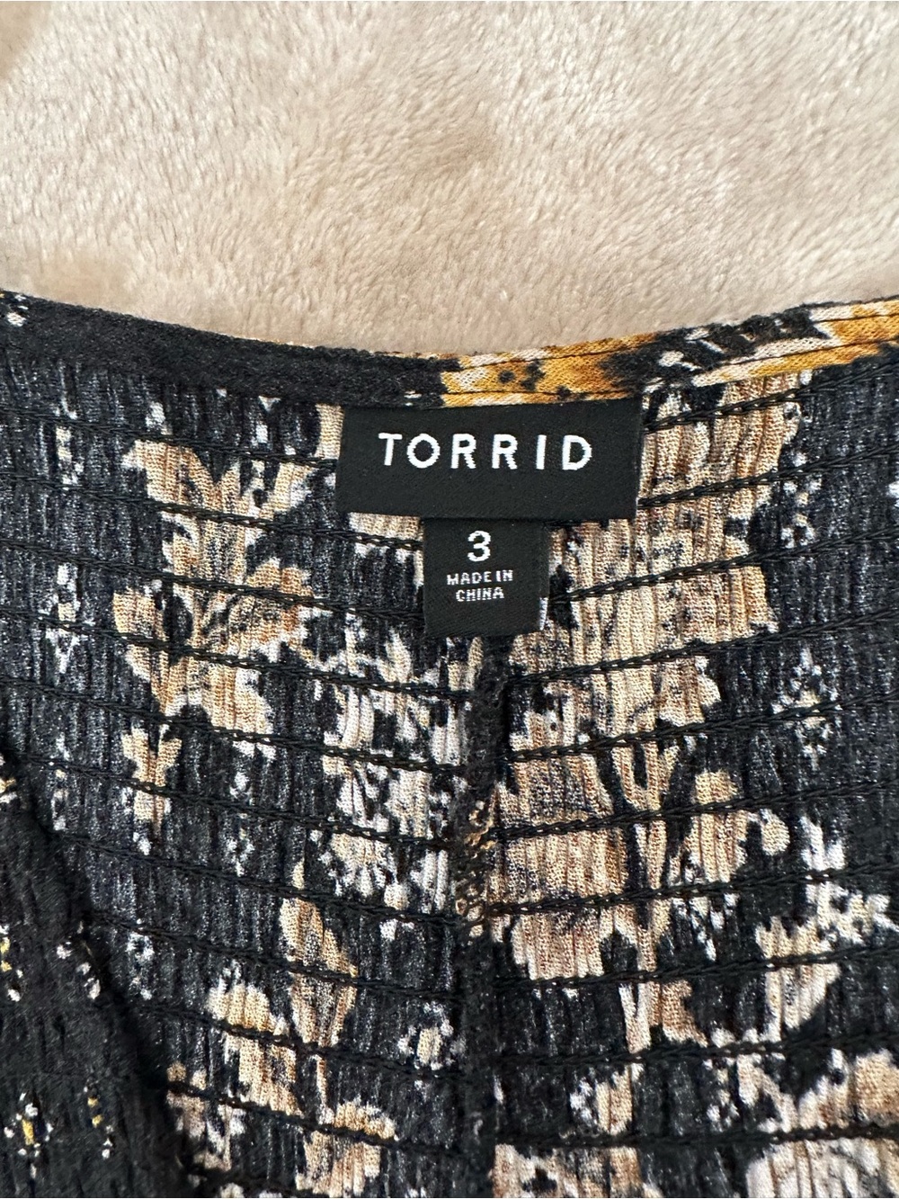 Torrid Black Dress with Gold and Tan Floral Print - Picture 2 of 4